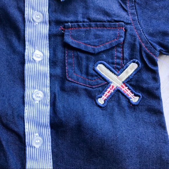 NWT baseball Jean onesie with snaps 6-9 mo - Picture 6 of 9